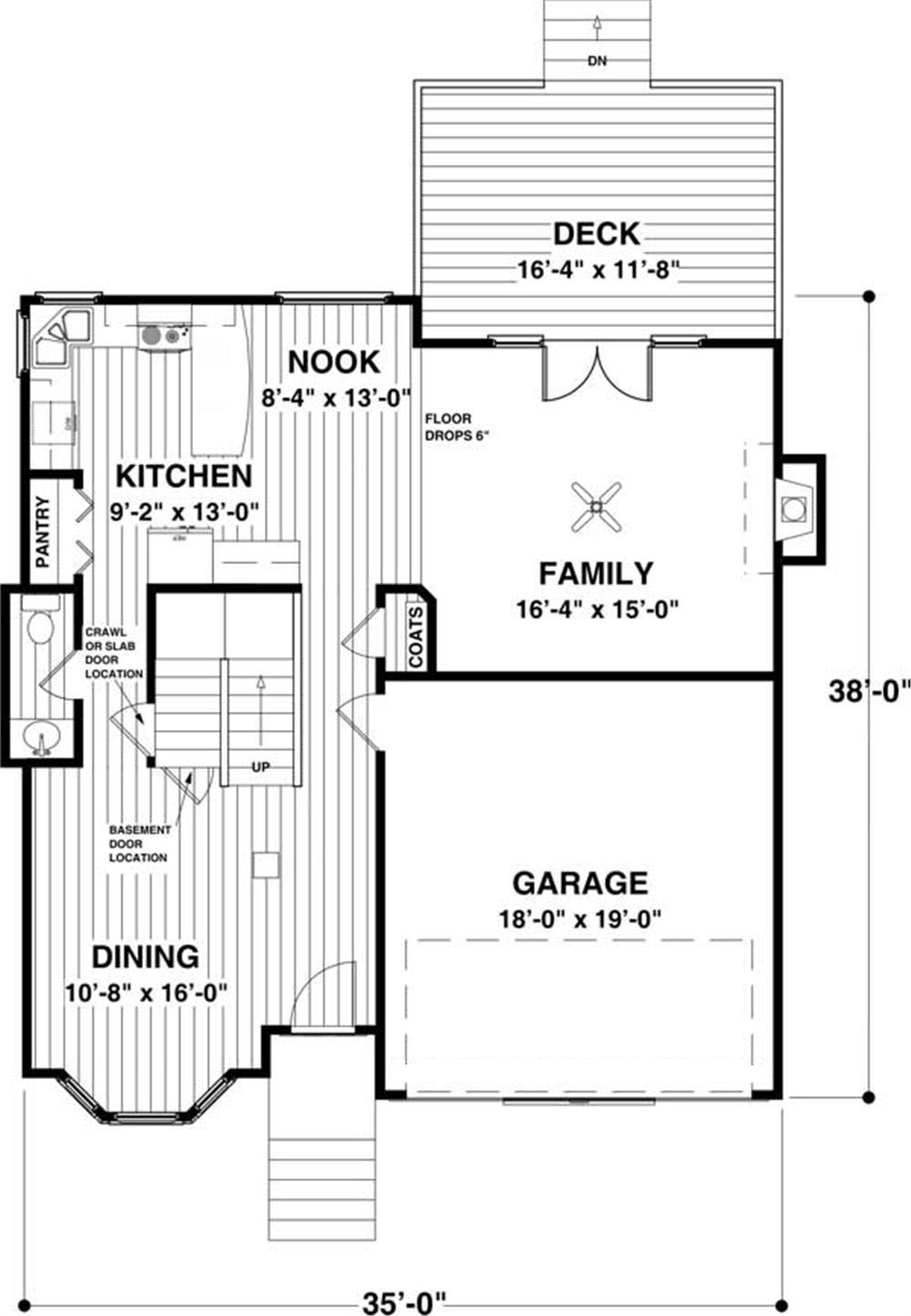 Floor Plan First Story of European Plan #109-1014